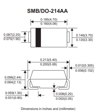 Mechanical Drawing - Comchip Technology RS3xB-HF SMD Fast Recovery Rectifiers
